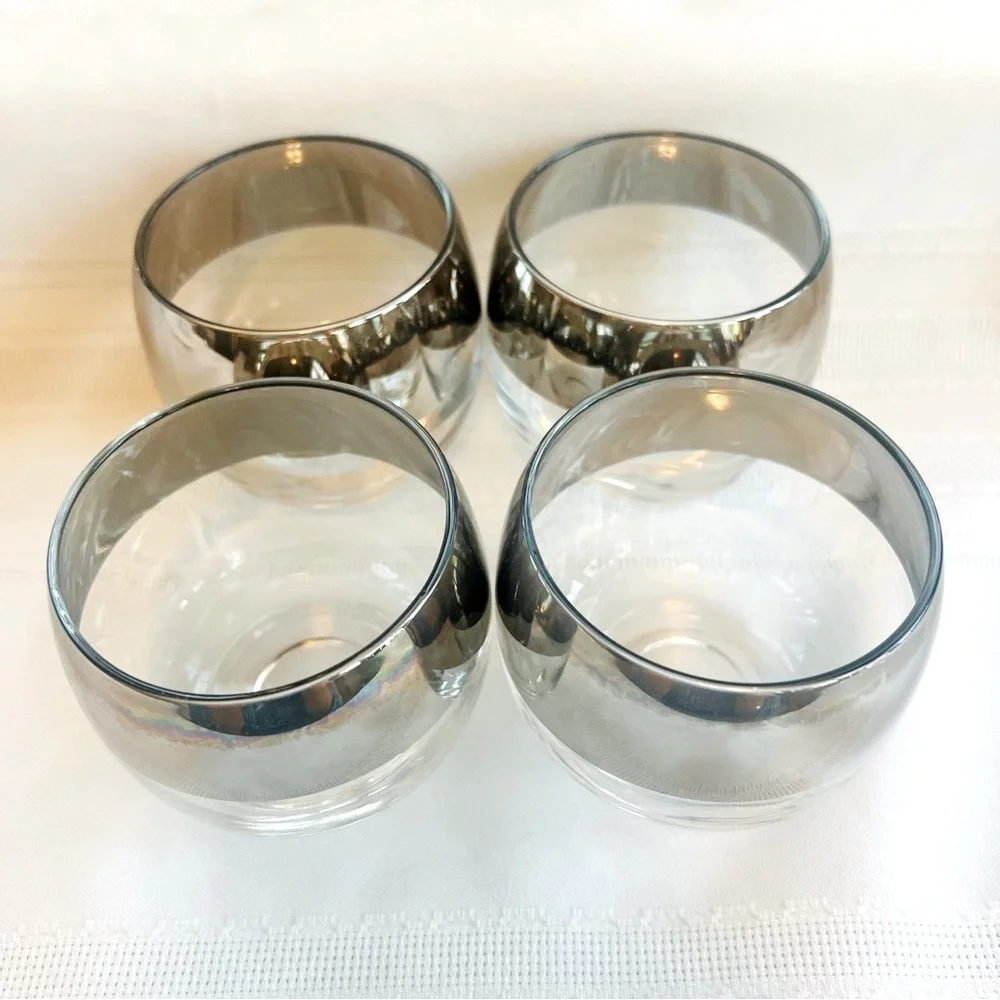 Cocktail Set Dorothy‎ Thorpe Silver Overlay Pitcher Roly Poly Glasses 1947-1963